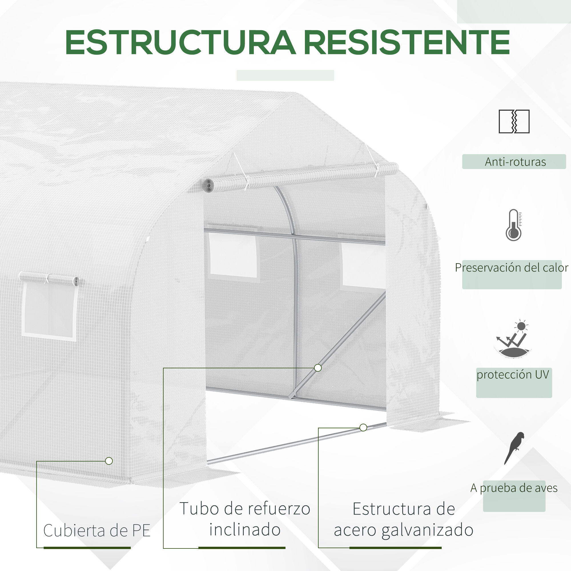 Outsunny Conjunto de Invernadero Blanco, , large Imagen numero 4