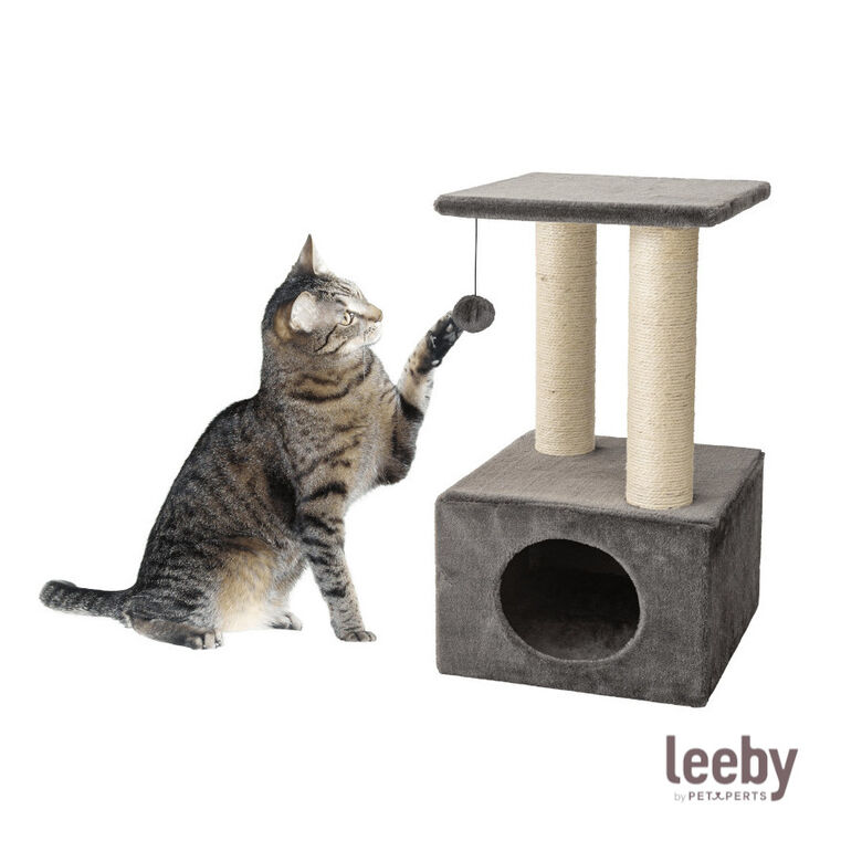 Leeby Colette Scratch rascador con cama nido y juguete gris para gatos thumbnail
