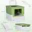 PawHut Arenero para Gatos Blanco y Verde, , large indicador imagen numero 3
