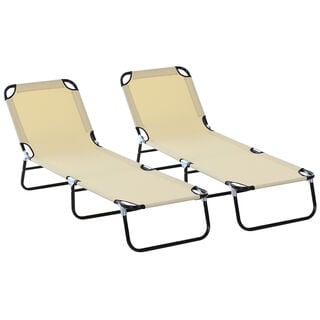 Outsunny Tumbonas Plegables Beige para jardín