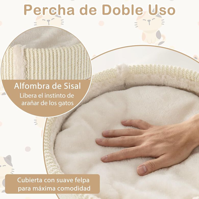 COSTWAY Árbol Rascador gris con 2 plataformas para Gatos thumbnail