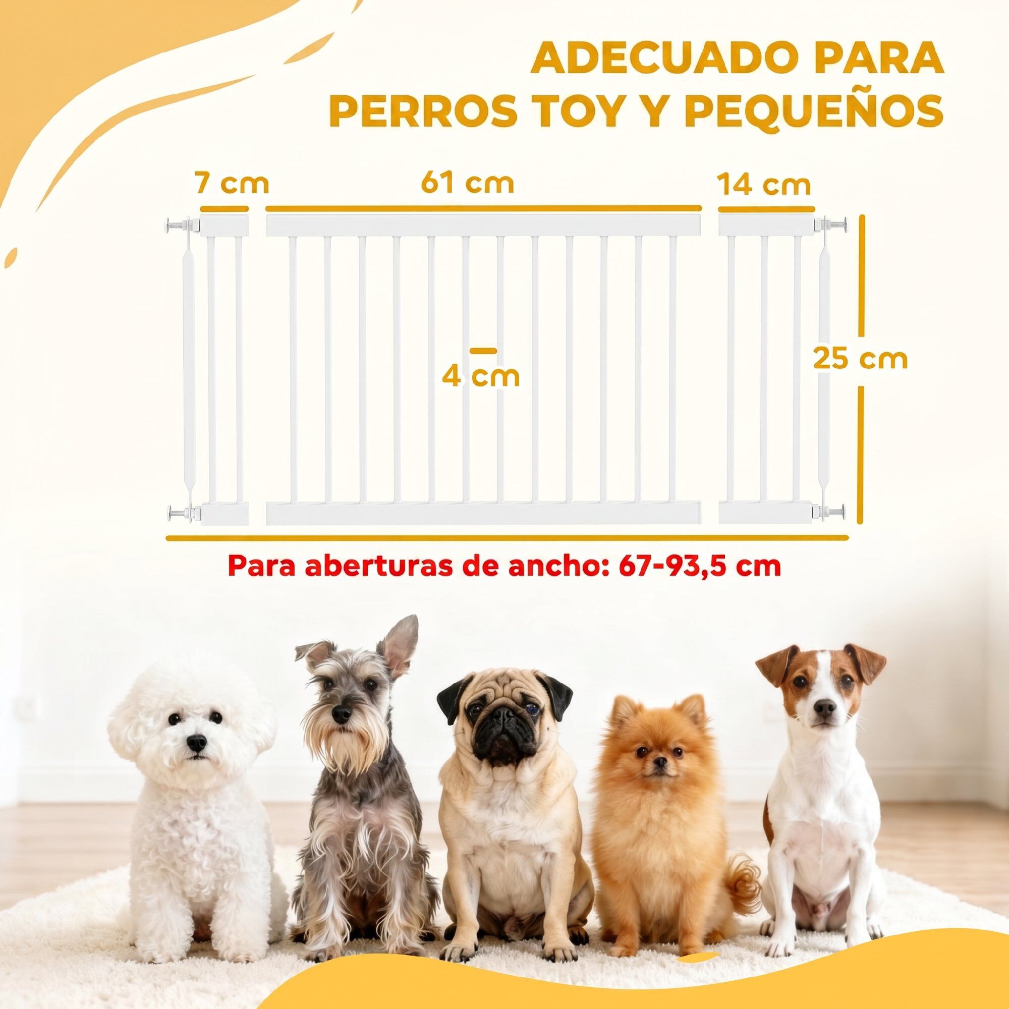 PawHut Barrera de Seguridad Blanco, , large Imagen numero 3