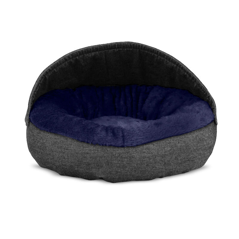 Gauty Cama Redonda para Perros y Gatos  Denim y pelo - Negro y azul, , large Imagen numero 1