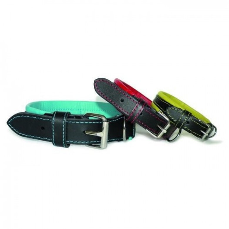 Yago collar de cuero ajustable verde y negro para perros medianos, , large image number null
