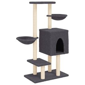 vidaXL Rascador con postes de sisal de color gris oscuro para Gatos 