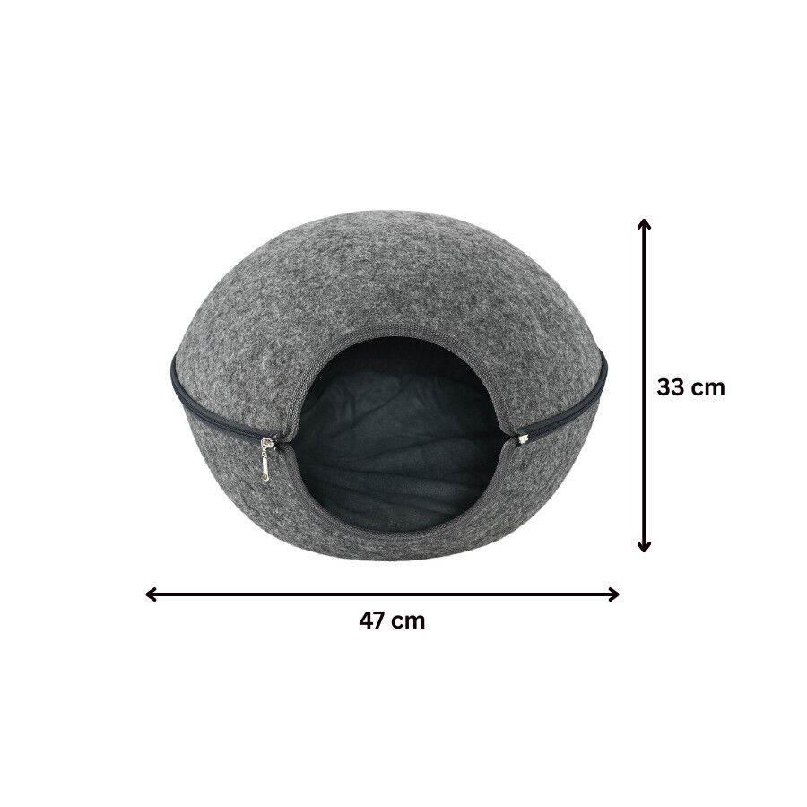 Leeby Cama Cueva Fieltro Gris para gatos, , large Imagen numero 5
