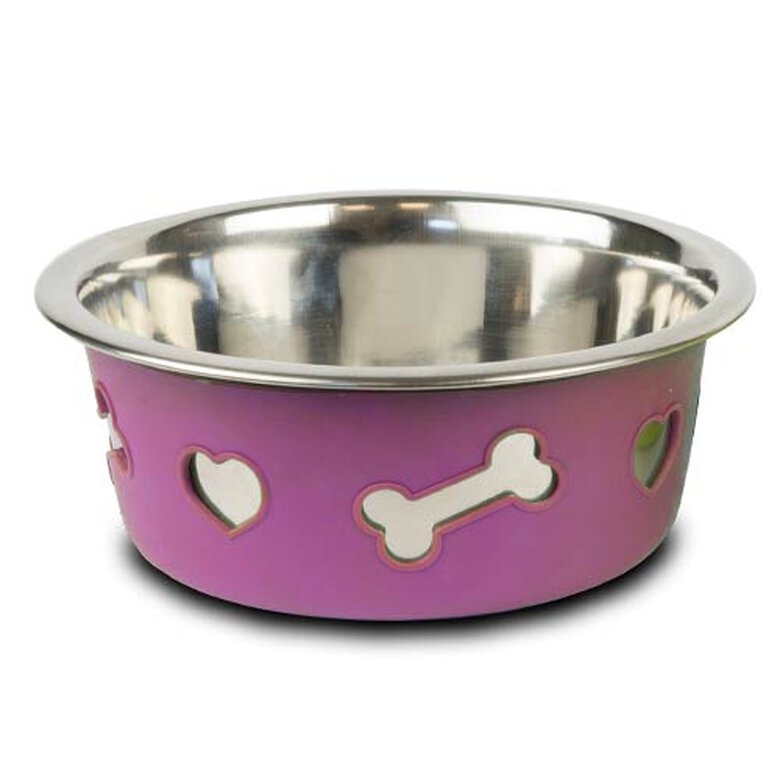 Comedero acero inox. "Silicon Bowl" MORADO