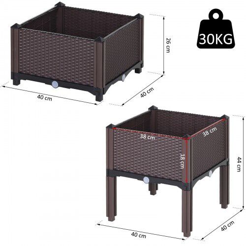 Macetero cuadrado para jardín color Marrón thumbnail