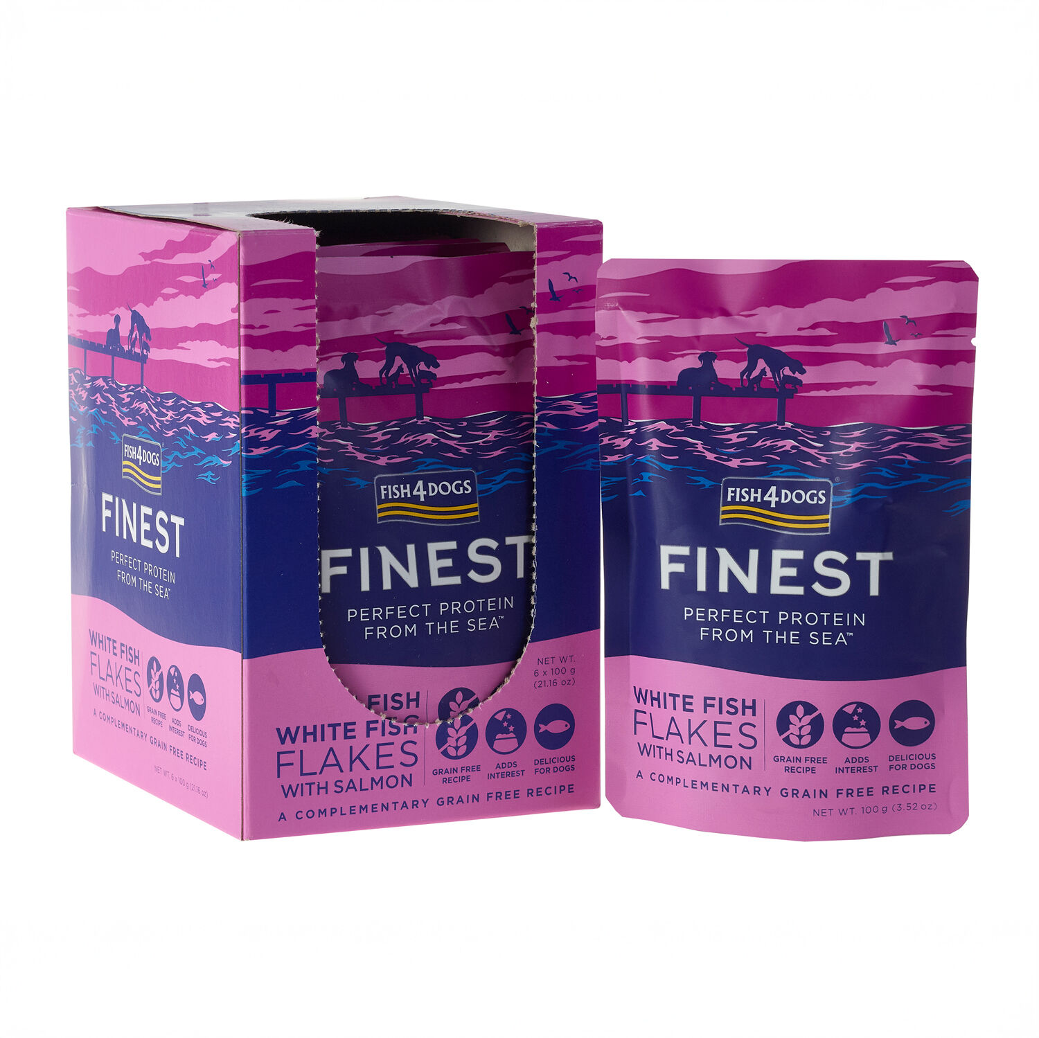 Fish4Dogs Mousse para perro sin cereales &ndash; Pescado blanco y salm&oacute;n 100 g (pack de 6), , large Imagen numero 1