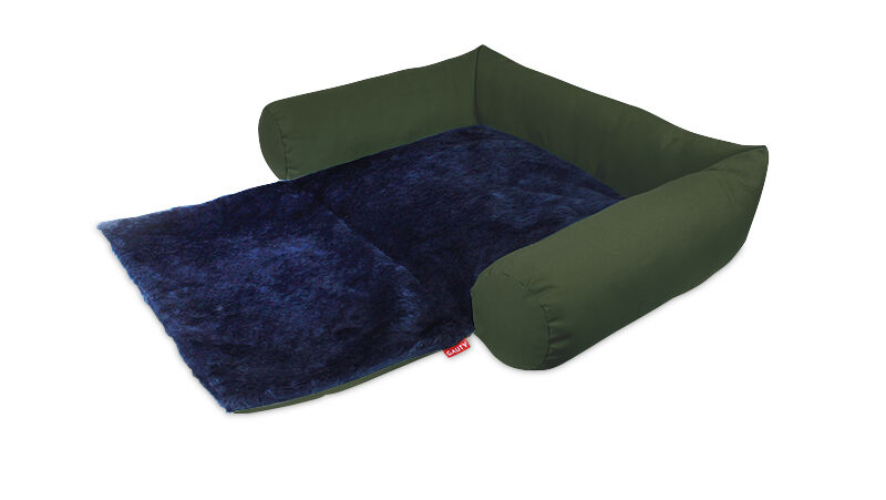 Gauty Cama Redonda para Perros y Gatos  Tela Impermeable y pelo - Verde y azul, , large Imagen numero 1