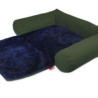 Gauty Cama Redonda Tela Impermeable y pelo verde y azul para Perros y Gatos 