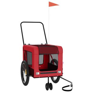 Vidaxl Remolque De Bicicleta Hierro Tela Oxford Rojo Negro para perros