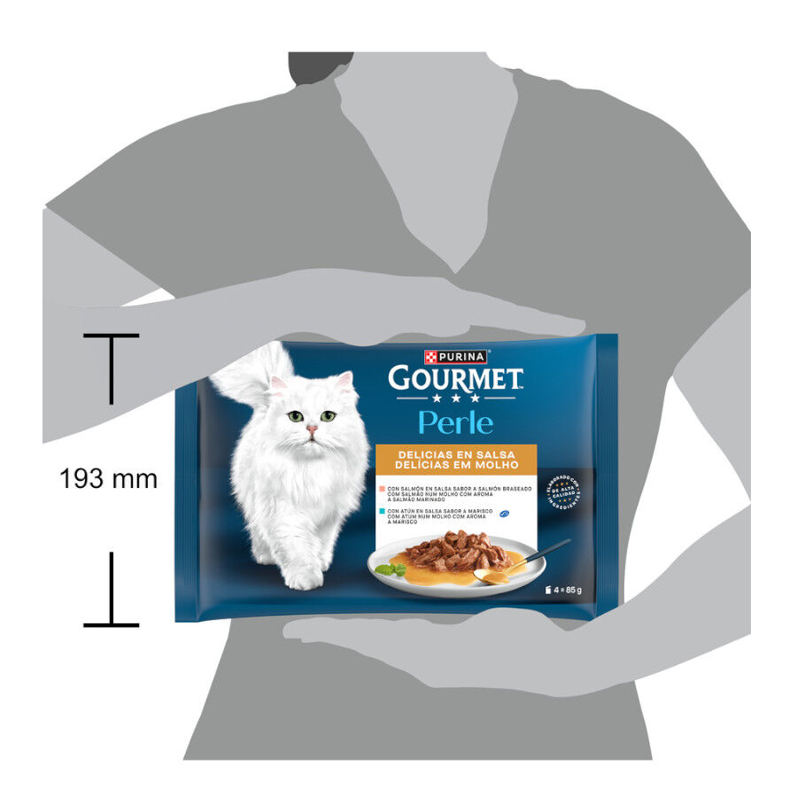 4 sobres x 85 g Gourmet Perle Filetes de Salm&oacute;n y At&uacute;n en salsa sobre para gatos, , large Imagen numero 3