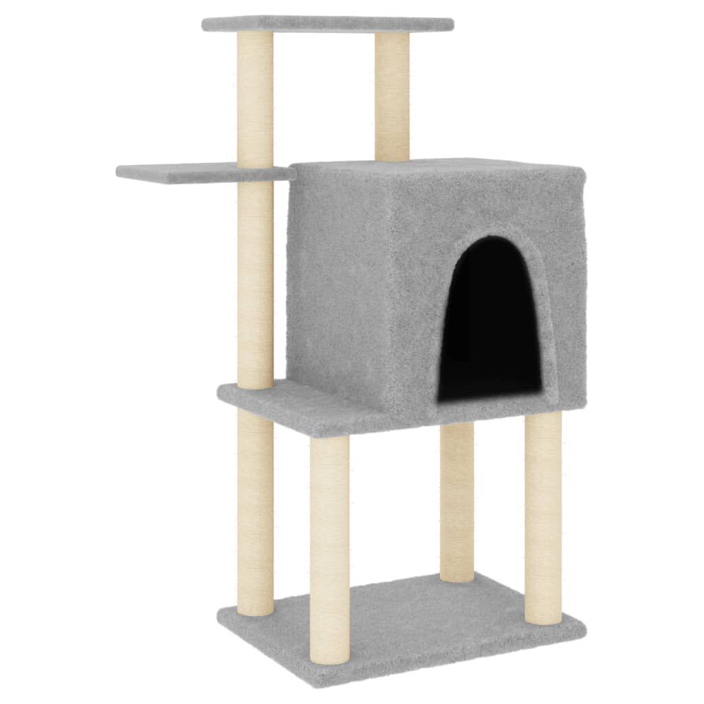 vidaXL Rascador para gatos con postes de sisal gris claro 97 cm, , large Imagen numero 1