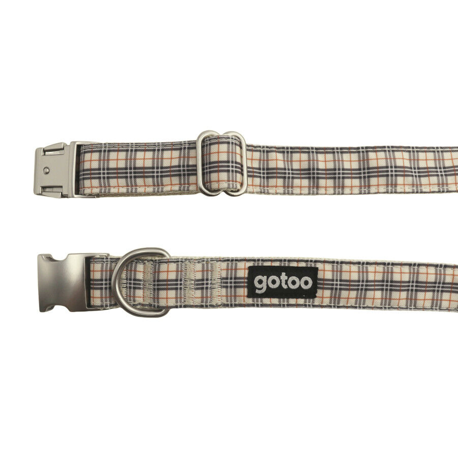 Gotoo Collar estampado tart&aacute;n marr&oacute;n para perros, , large Imagen numero 3