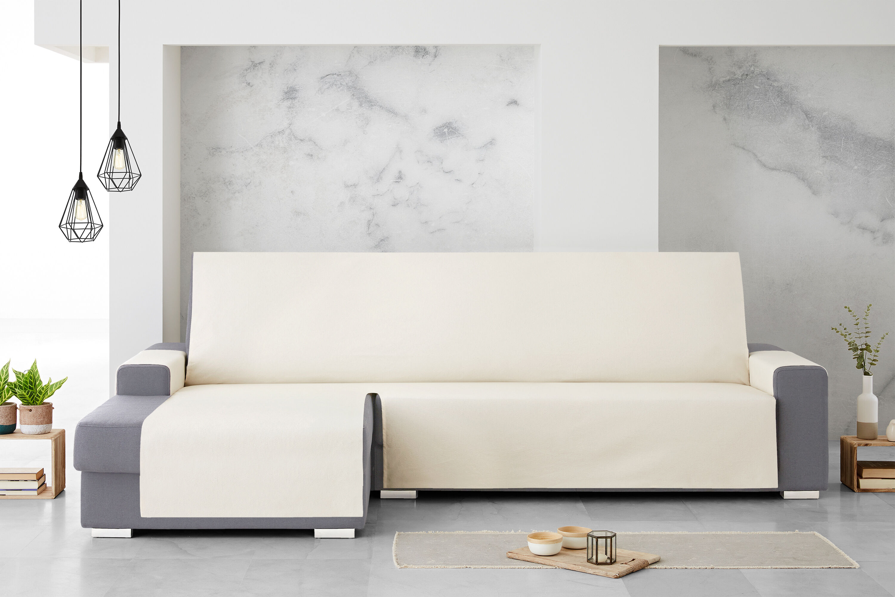 Protector Cubresofa Sofa Chaise Longue Izquierda Royale 240 cm. Color Marfil, , large Imagen numero 3