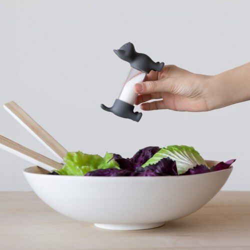 Palillero, salero y pimentero con forma de gato color Gris thumbnail