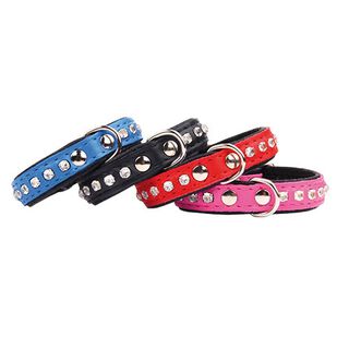 Ibañez Collar Piel con Adornos Brillantes Rojo para perros