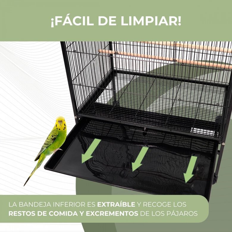 Jaula para pájaros Comederos y bebederos | Ruedas | Bandeja extraíble | Ninfa | Mobiclinic, , large image number null