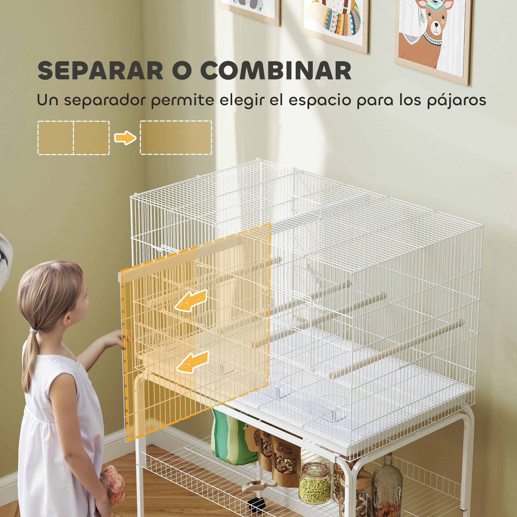 PawHut Jaula para P&aacute;jaros Blanco, , large Imagen numero 14