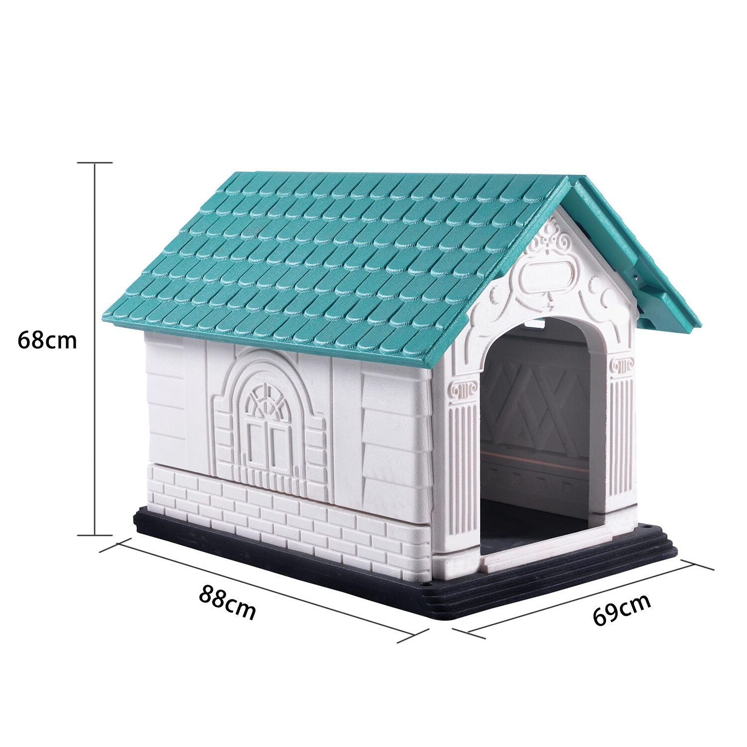 Nobleza Caseta para Perros de Pl&aacute;stico, Impermeable Perro Casa, Resistente A La Intemperie y Al Agua, con Tejado A Dos Aguas, Uso en Interior y Exterior (M 88x69x68 cm), , large Imagen numero 4