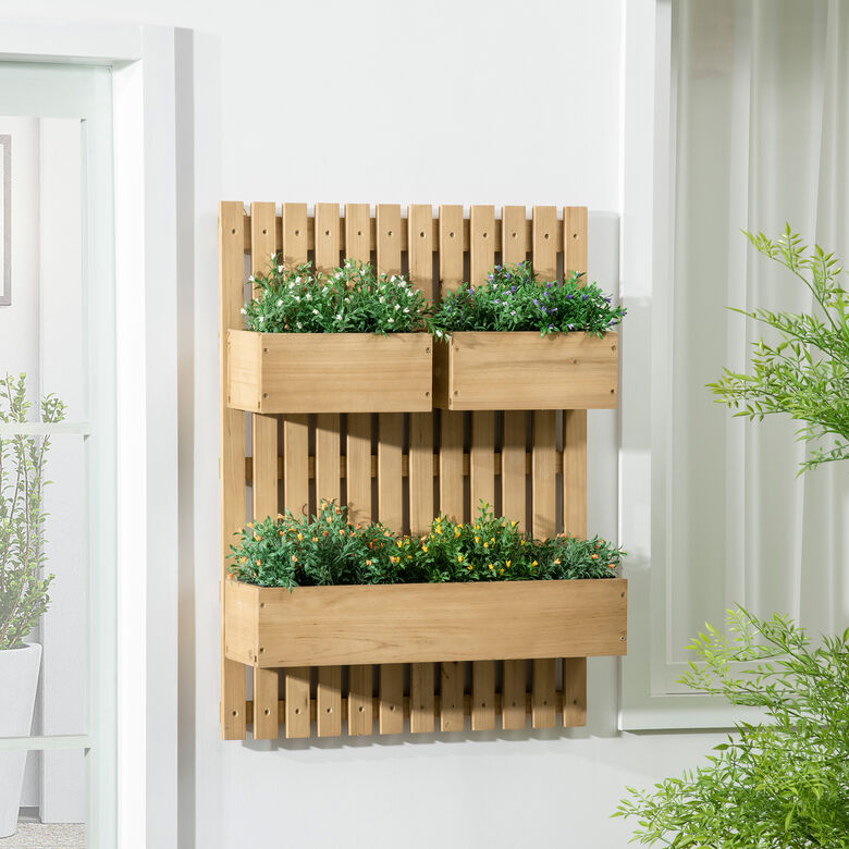 Outsunny Jardinera De Pared Con Enrejado Jardinera Vertical De Madera Para Jardín thumbnail