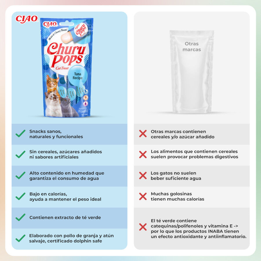 4 sobres x 15 g Churu Palitos Pops Receta de At&uacute;n para gatos, , large Imagen numero 3