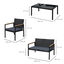 Outsunny Conjunto Muebles de Ratán PE de 4 Piezas con Cojines 2 Sillones 1 Sofá Doble y Mesa de Centro para Jardín Terraza Patio Negro y Gris, , large indicador imagen numero 3