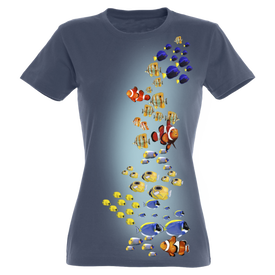 Camiseta Mujer Peces de colores color Azul