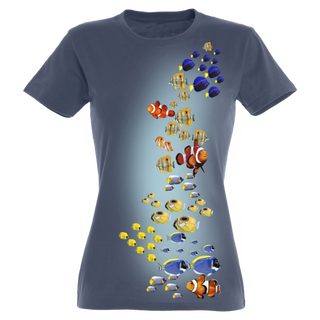 Camiseta Mujer Peces de colores color Azul