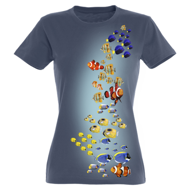 Camiseta Mujer Peces de colores color Azul, , large image number null