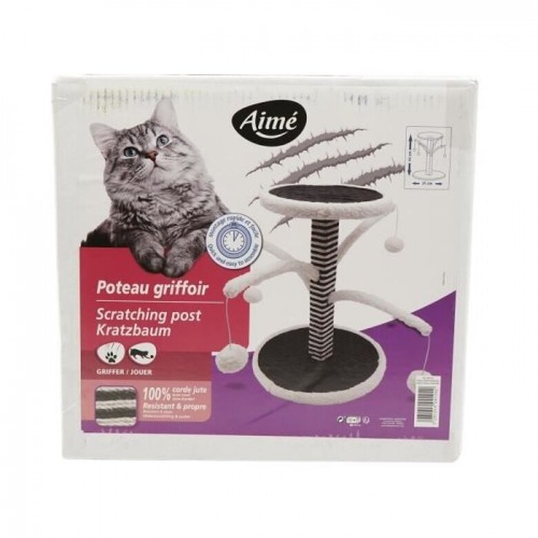 AIME poste rascador 4 ramas blanco para gatos, , large image number null