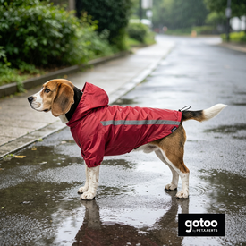 Gotoo Abrigo Impermeable Reflectante Rojo para perros