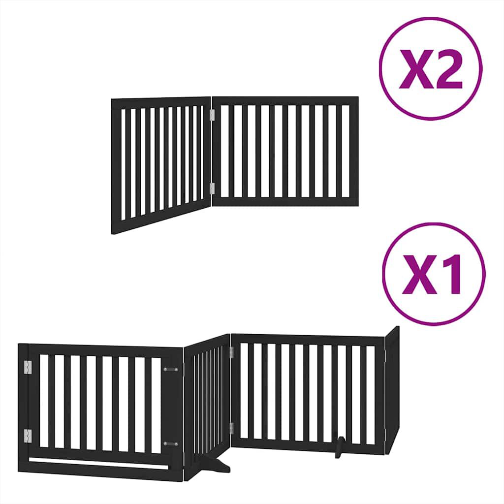 vidaXL Puerta de perros plegable 8 paneles madera &aacute;lamo negra 640 cm, , large Imagen numero 6
