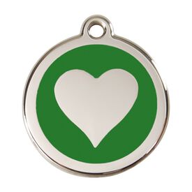 Red Dingo Placa identificativa Acero Inoxidable Esmalte Corazón Verde para perros