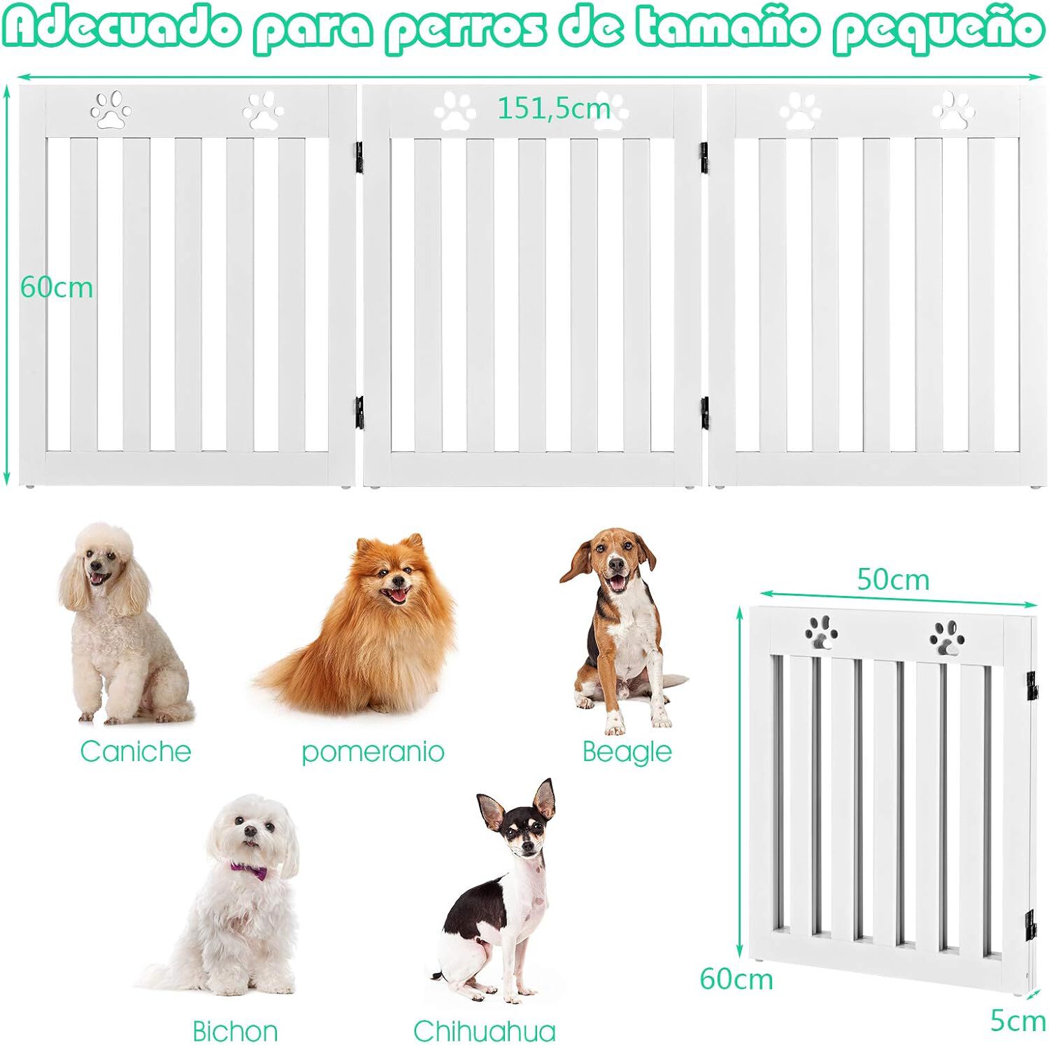 COSTWAY Barrera de Seguridad Plegable para Perros Mascotas Valla Protecci&oacute;n para Habitaci&oacute;n Puerta Escalera (Blanco, 3 paneles), , large Imagen numero 2