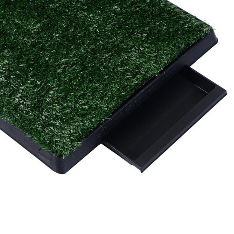 Pawhut inodoro con cajón efecto hierba negro y verde para perros, , large image number null