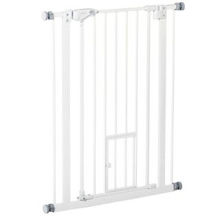 PawHut Barrera de Seguridad para Perros Mascotas 75-103 cm para Escaleras y  Puertas con 2 Extensiones Cierre Automático y Sistema de Doble Bloqueo  Negro