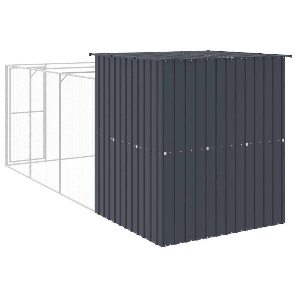 vidaXL Caseta de perros con corral acero galvanizado 165x455x181 cm, , large Imagen numero 4