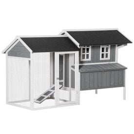 PawHut Gallinero de Madera Exterior de 2 Niveles para gallinas