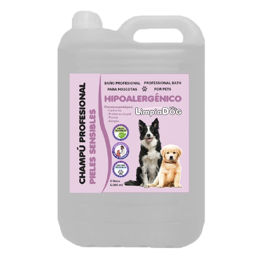LIMPIADOG Champu para Perros Pieles sensibles Suave hipoealergenico, para Todas Las Razas y Edades con dosificador 5 Litros, , large Imagen numero 2