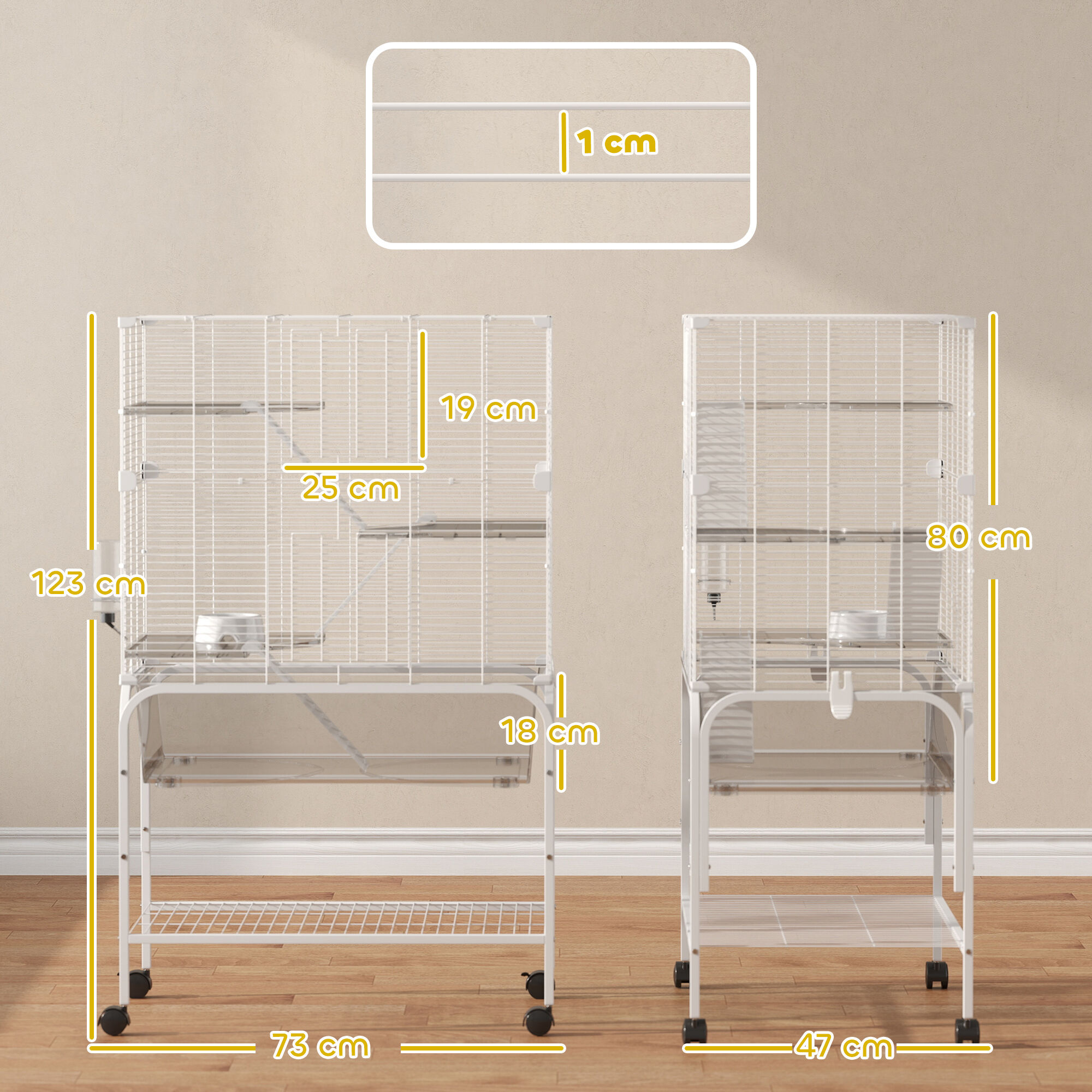 PawHut Jaula Animales Pequeños Blanco thumbnail