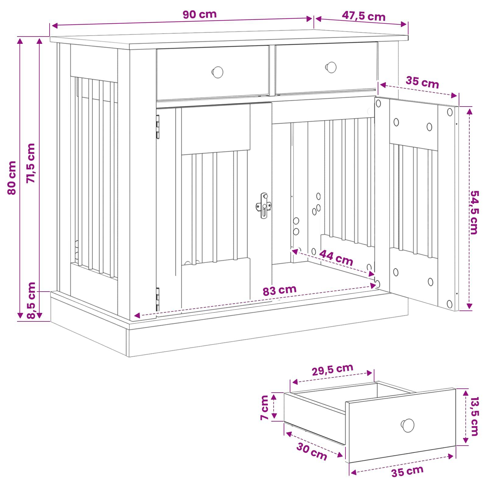 vidaXL Mueble para jaula de perro con cerradura Madera de ingenier&iacute;a, , large Imagen numero 4