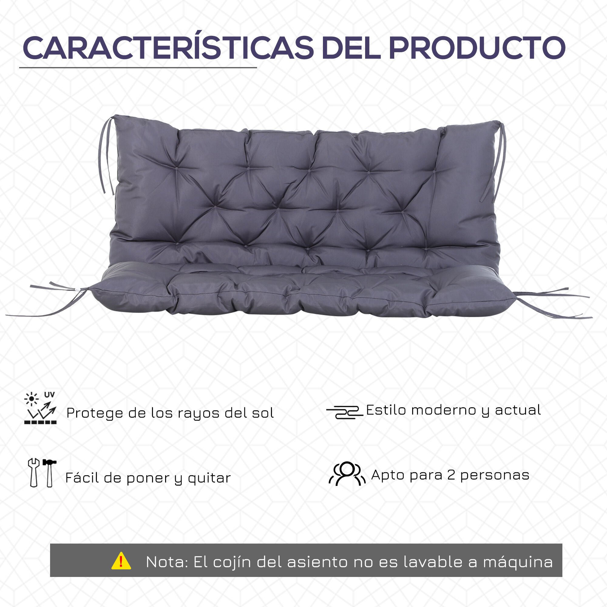 Outsunny Cojín para Banco Gris Oscuro thumbnail