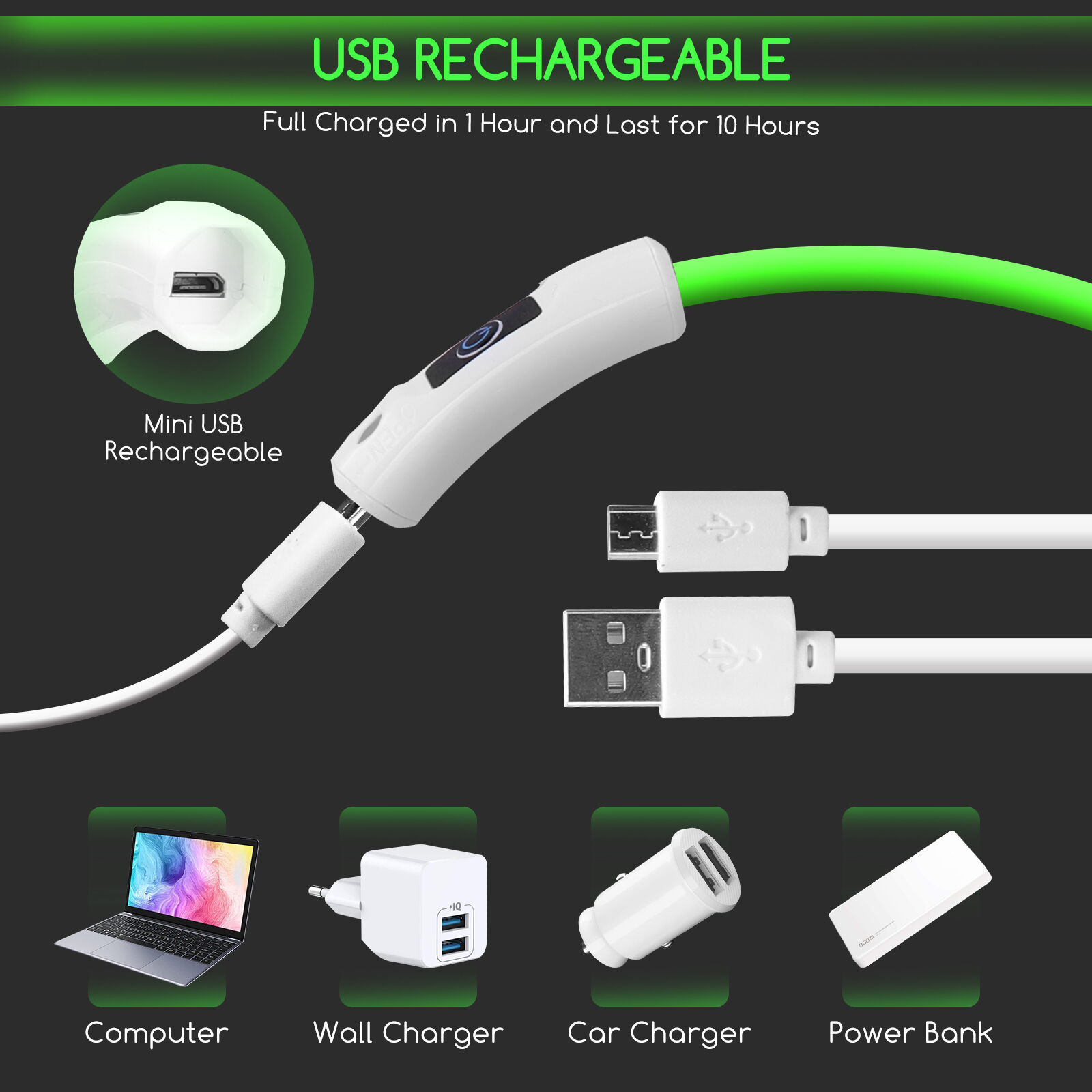 Nobleza collar luminoso recargable con usb para perros thumbnail