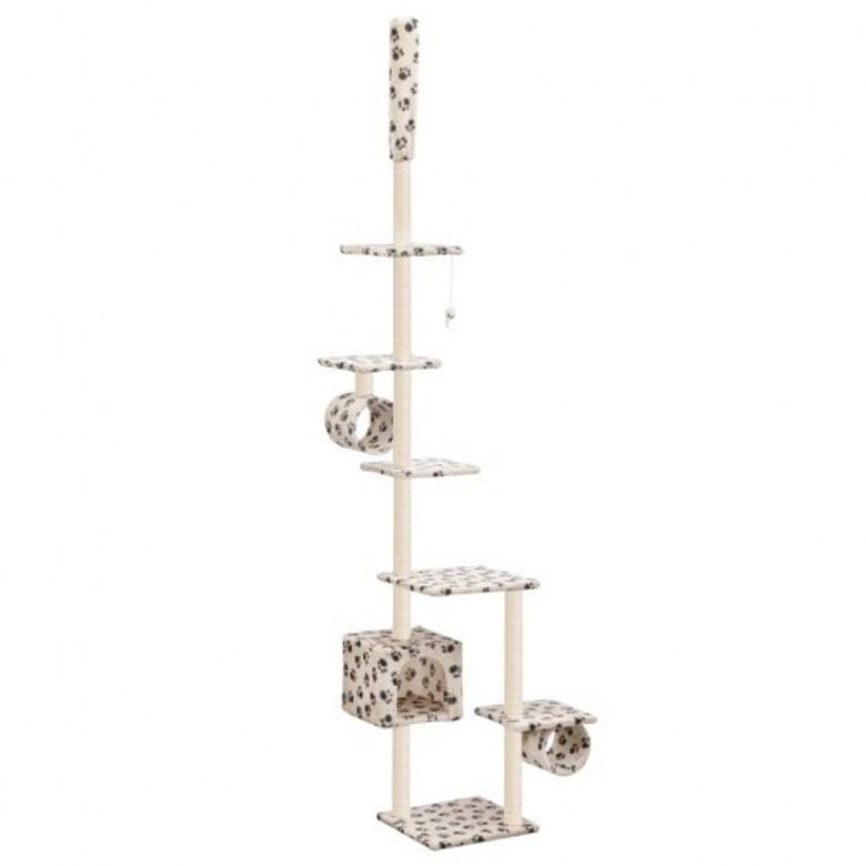 Rascador con poste de sisal color Beige Huellas, , large image number null