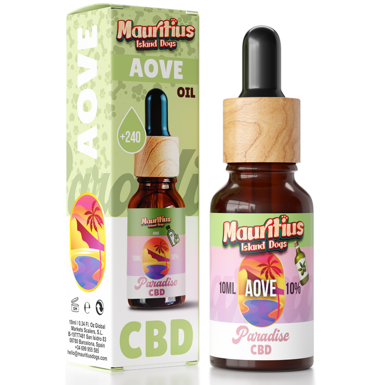 Paradise Aceite 10% CBD Base AOVE Relajante para Gatos y Perros | Hecho en España