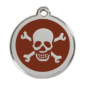 Red Dingo Placa identificativa Acero Inoxidable Esmalte Cruz Hueso Marron para perros