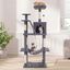 COSTWAY &Aacute;rbol Rascador para Gatos 158 CM, Torre Multinivel con 2 Cuevas Grandes,Hamaca, 3 Postes Rascadores de Sisal, Rampa y Bola Colgante, Torre Rascador de Felpa para Gatos (Gris Oscuro), , large indicador imagen numero 2