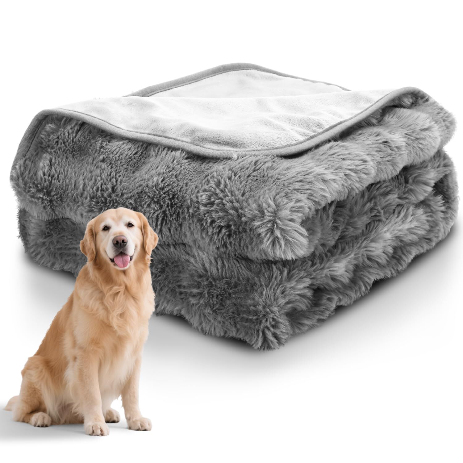 Nobelza Manta Impermeable Perro, Manta Suave de Felpa para Perros, Gatos, M 100 x 80 cn, Reversible, Lavable Mascotas de Fugas para Sofá y Cama, Gris thumbnail